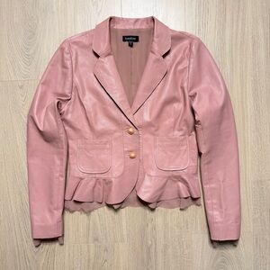 Vintage bebe Lambskin Leather Peplum Blazer Jacket Womens Medium Pink Y2K